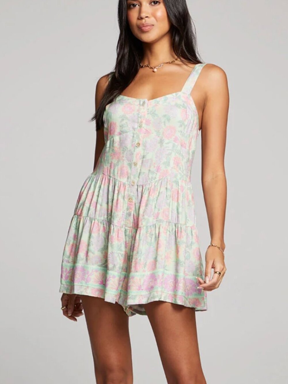 Saltwater Luxe Zola Floral Button-Front Casual Sundress Romper size medium